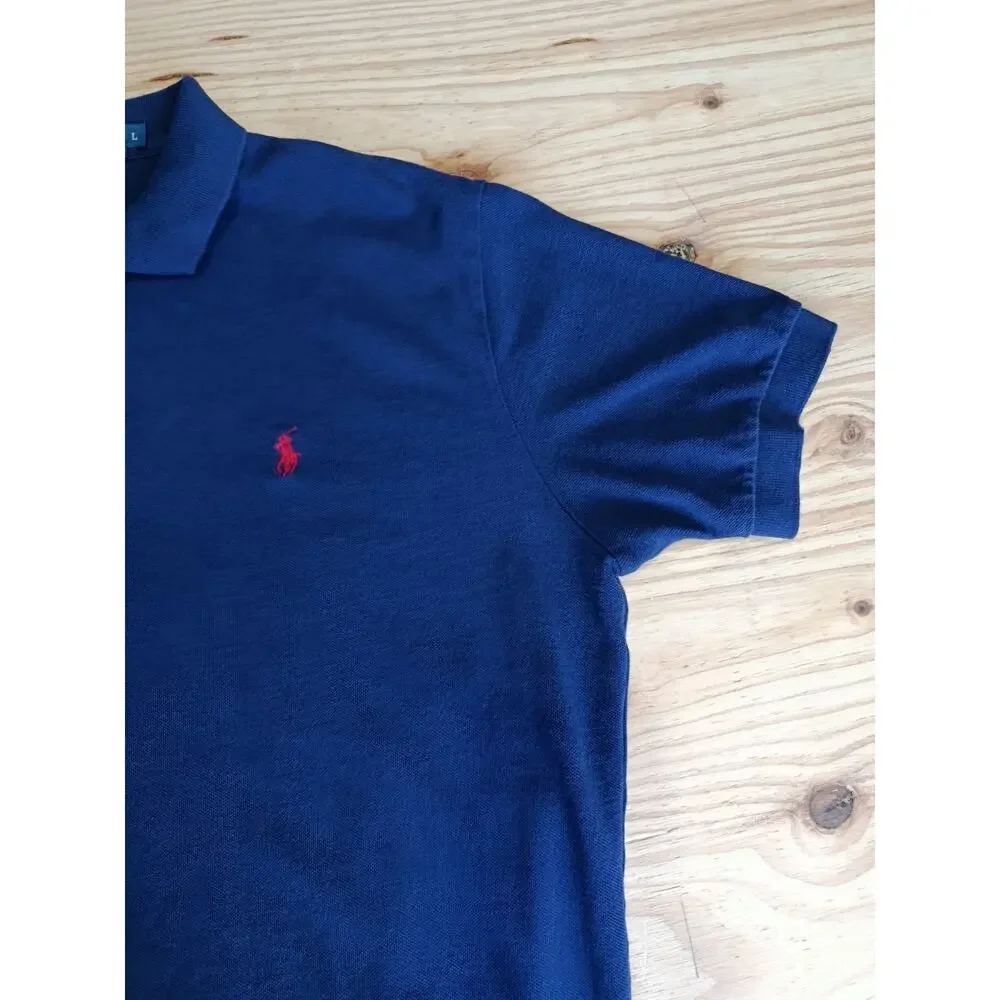 Vintage Polo Ralph Lauren Polo T Shirt Rugby Blue 90s Men’s L Size Red Pony